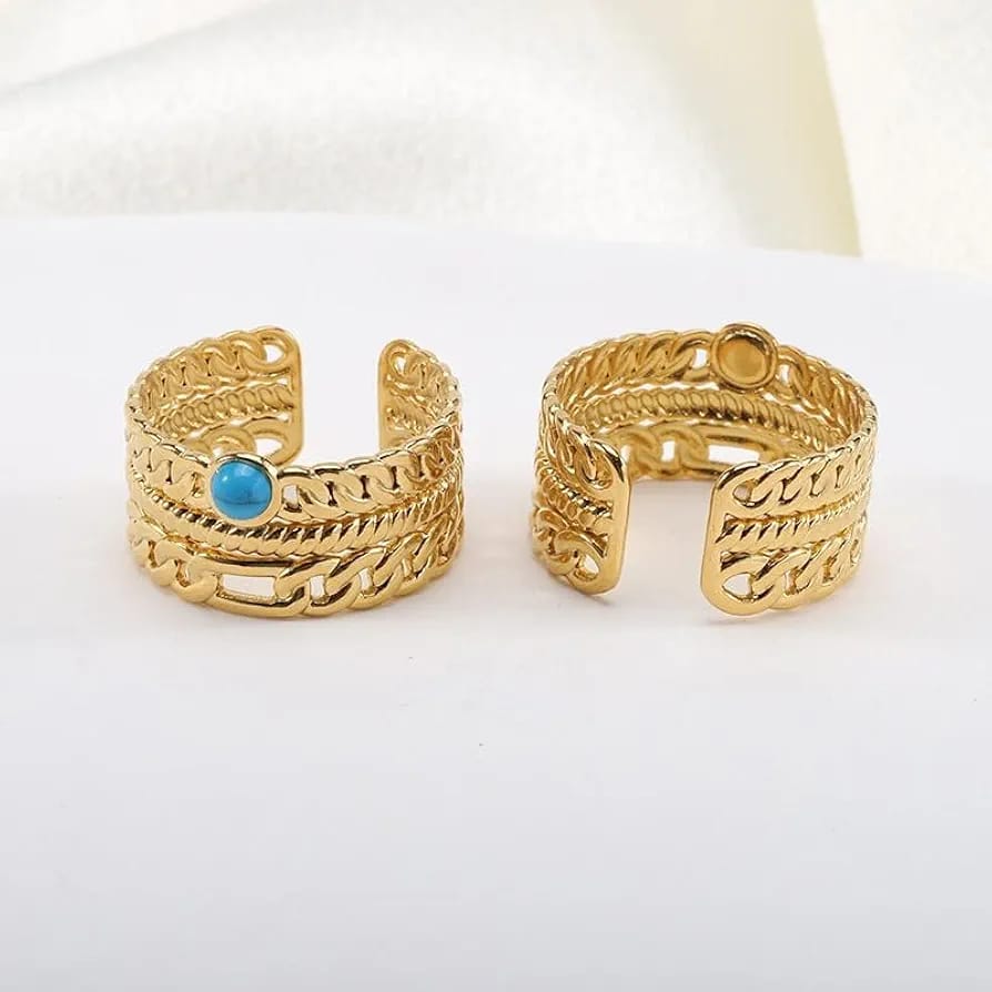 Aqua Chain Adjustable Ring