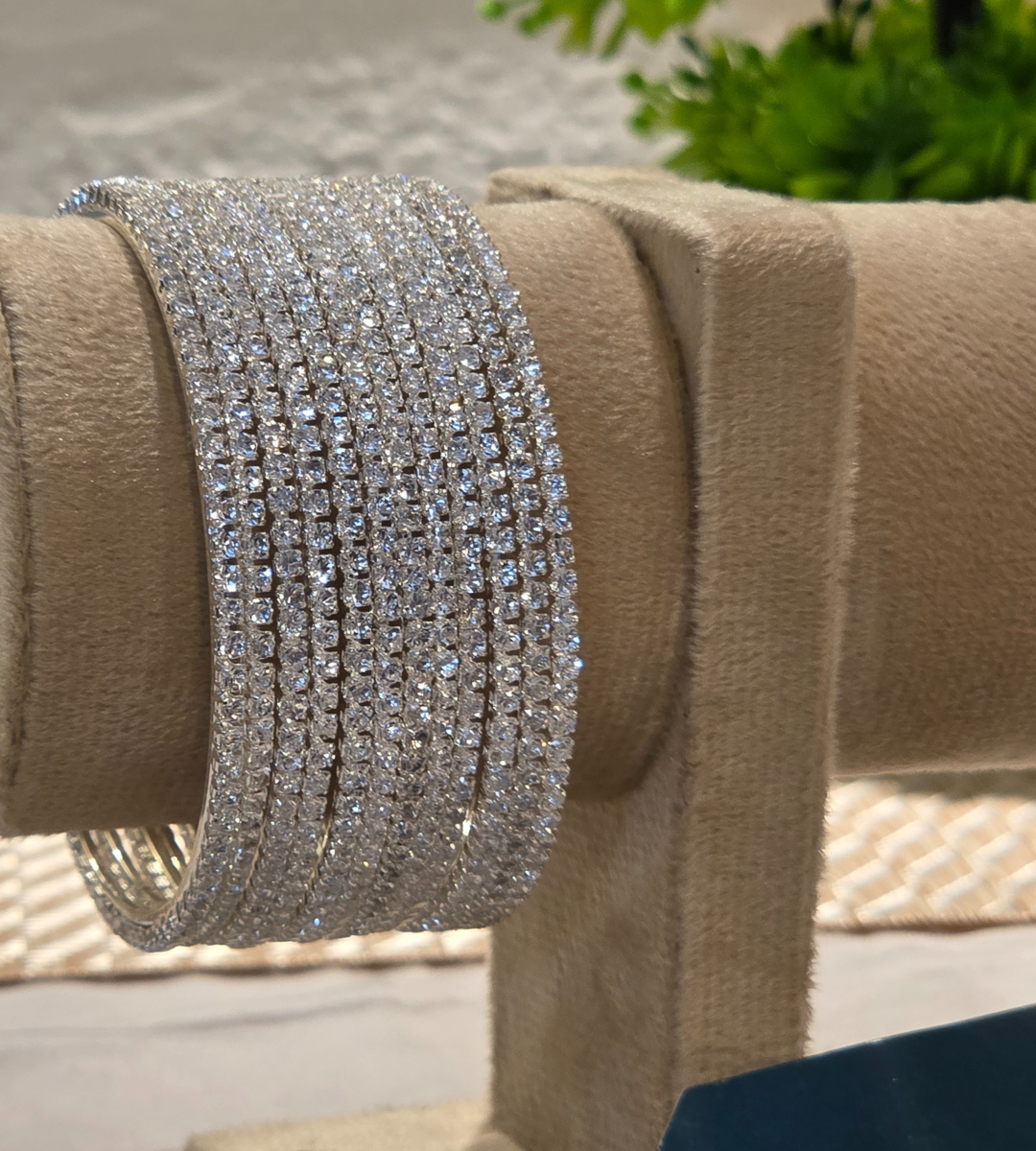 Silver Zircon Bangles