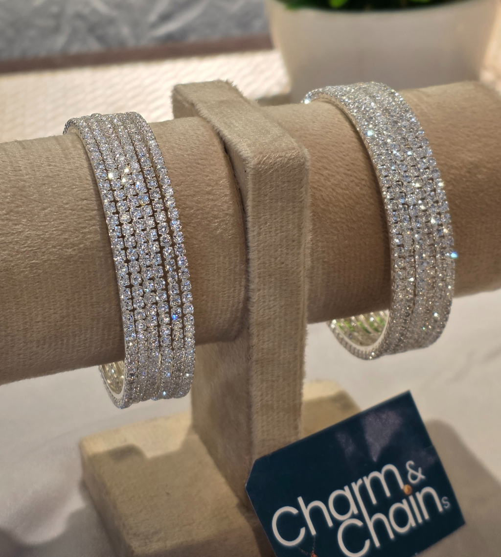 Silver Zircon Bangles