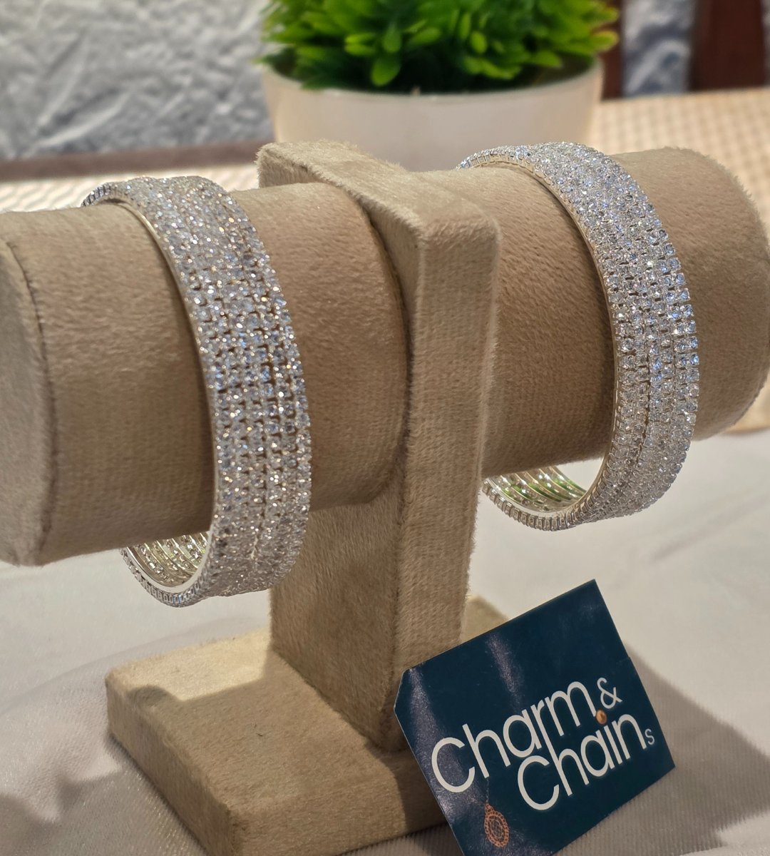 Silver Zircon Bangles