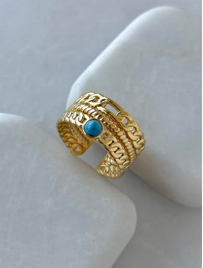 Aqua Chain Adjustable Ring
