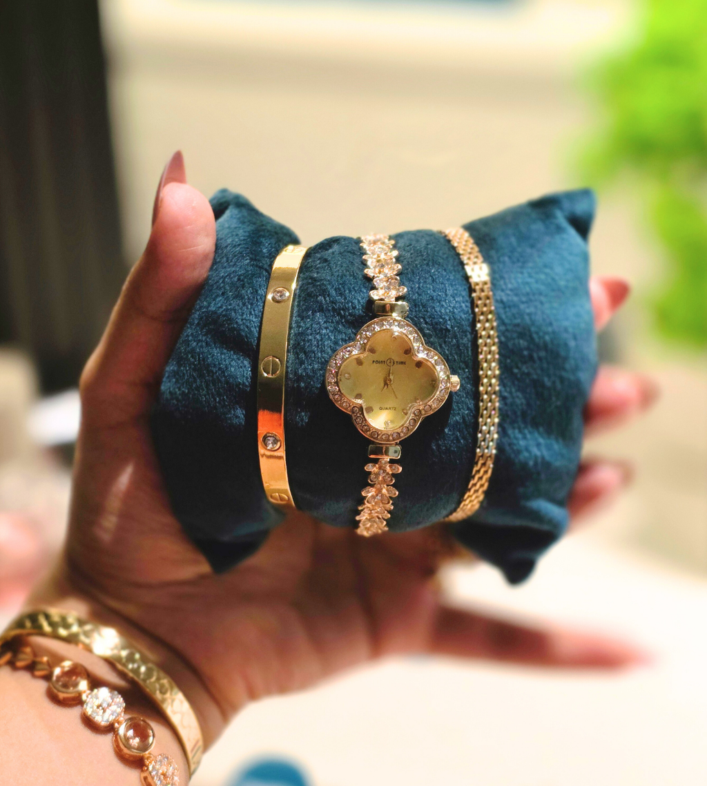 Bracelet Style Zircon Watch + Cartier & Chain Bracelet