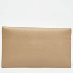 Y-S-L Beige Leather Uptown Clutch