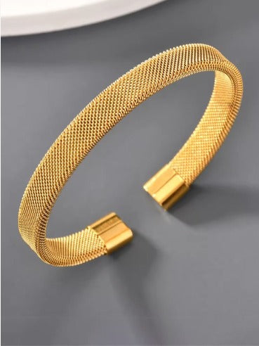 Stainless Steel Elastic Woven Bangle