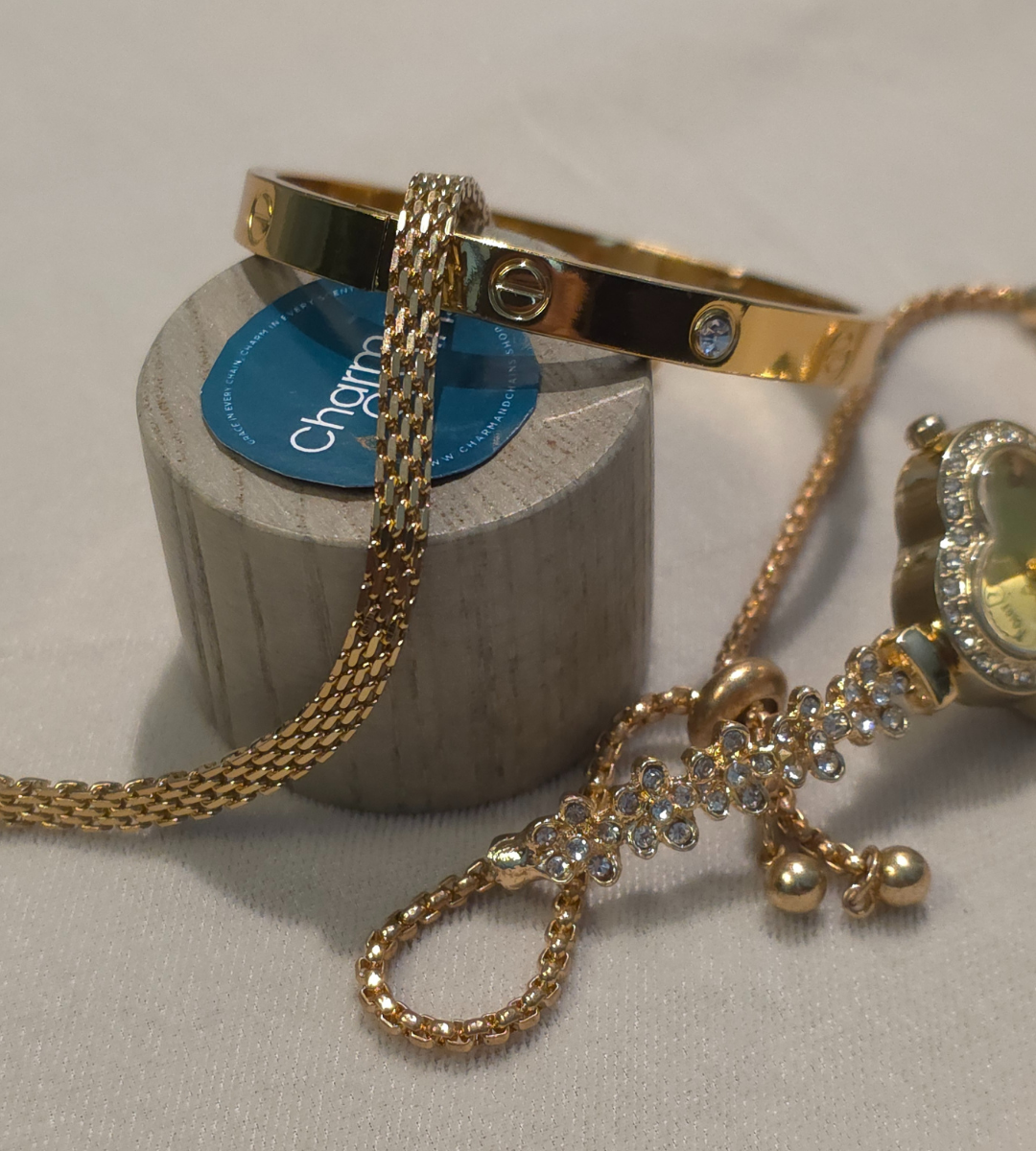 Bracelet Style Zircon Watch + Cartier & Chain Bracelet