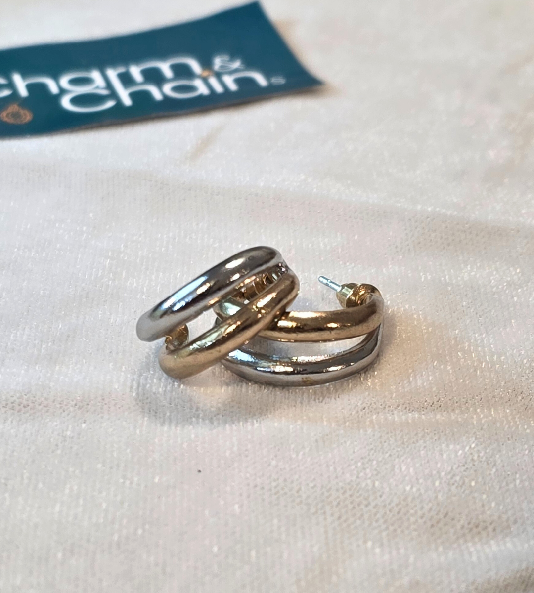 silver & Gold hoop earrings