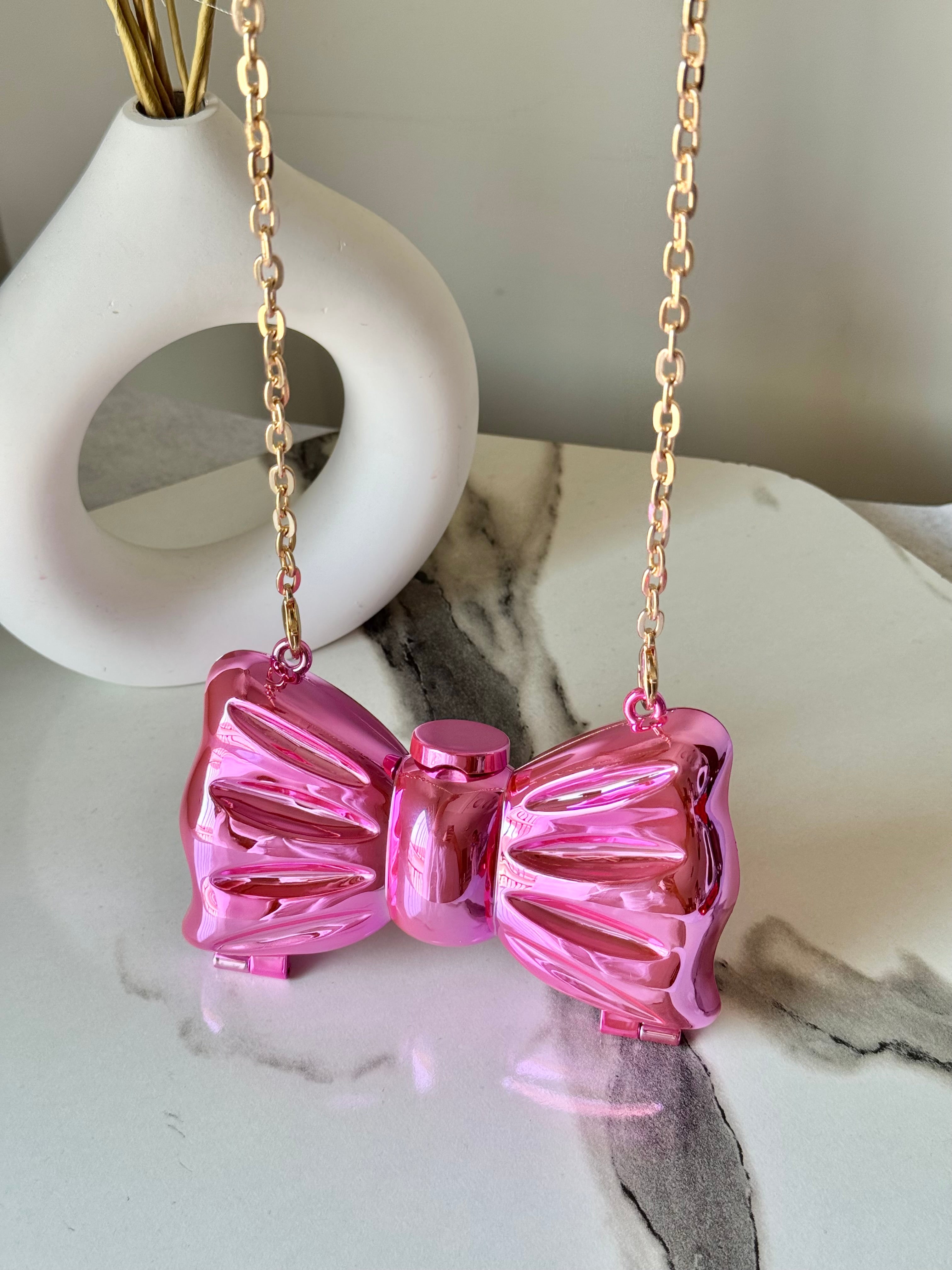 Bow Clutch - Pink with Chain