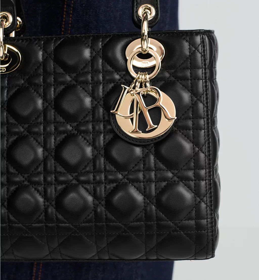 Medium Lady Dior Bag Black Cannage Lambskin