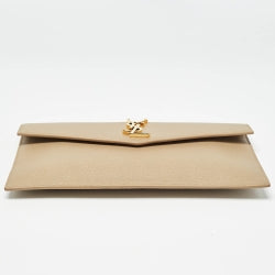 Y-S-L Beige Leather Uptown Clutch