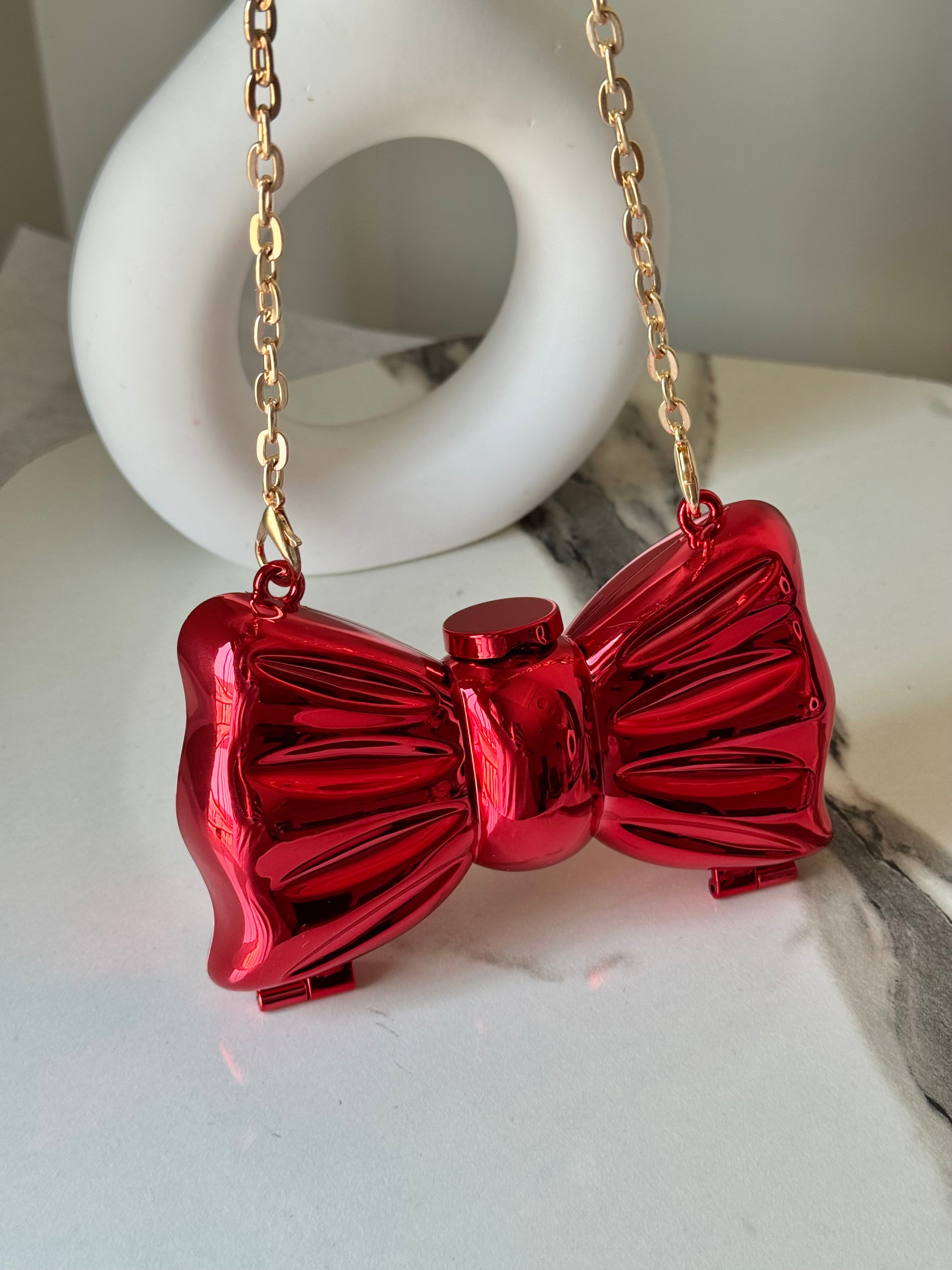 Bow Clutch - Red with Chain