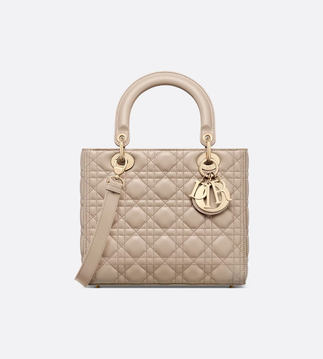 Medium Lady Dior Bag Desert Taupe Cannage Lambskin