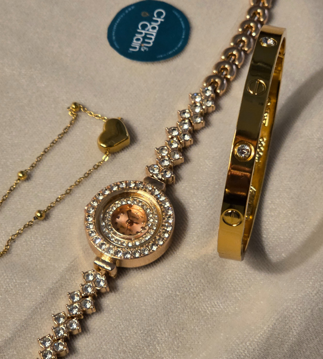 Rose Gold Watch + Cartier & Heart Bracelet