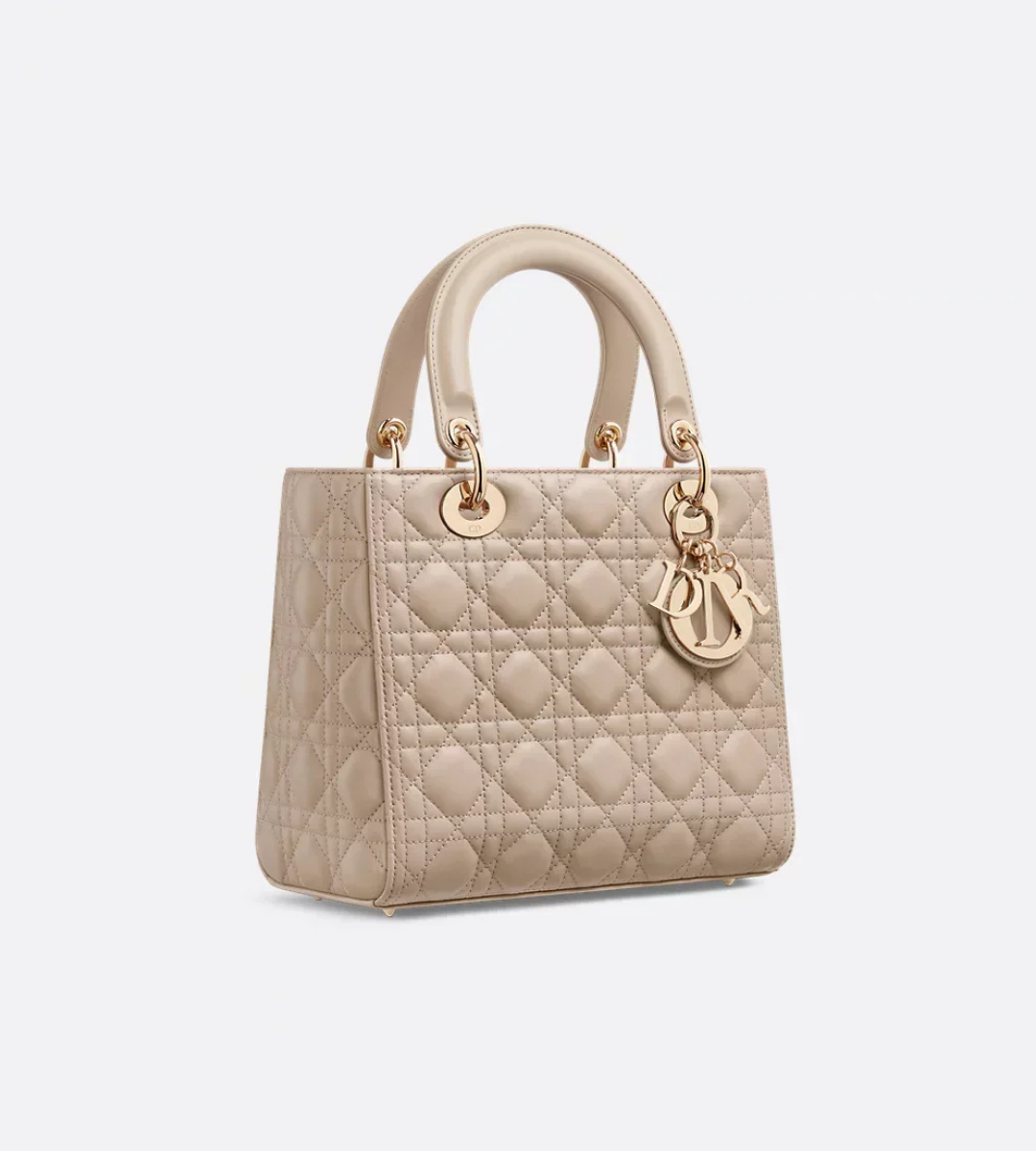 Medium Lady Dior Bag Desert Taupe Cannage Lambskin