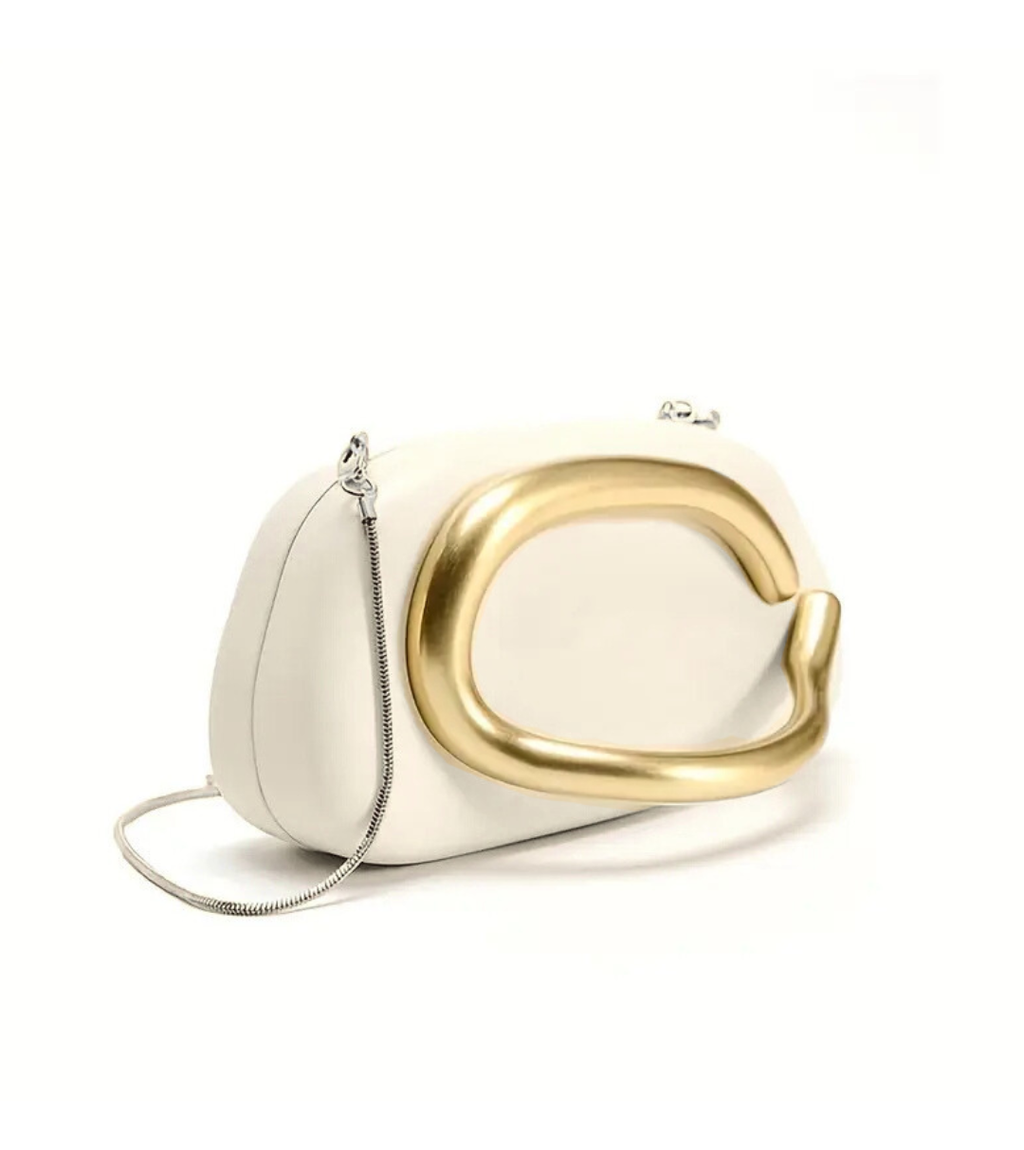 ZARA VIRAL CLUTCH with chain - White