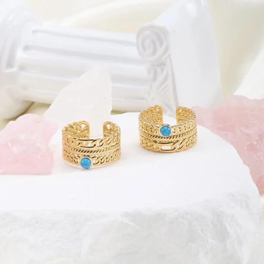 Aqua Chain Adjustable Ring