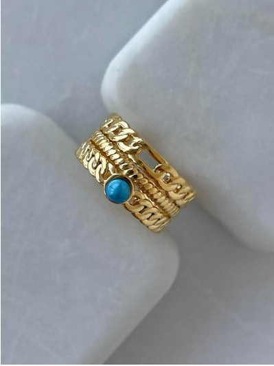 Aqua Chain Adjustable Ring